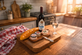 Plateau vin rouge fromage