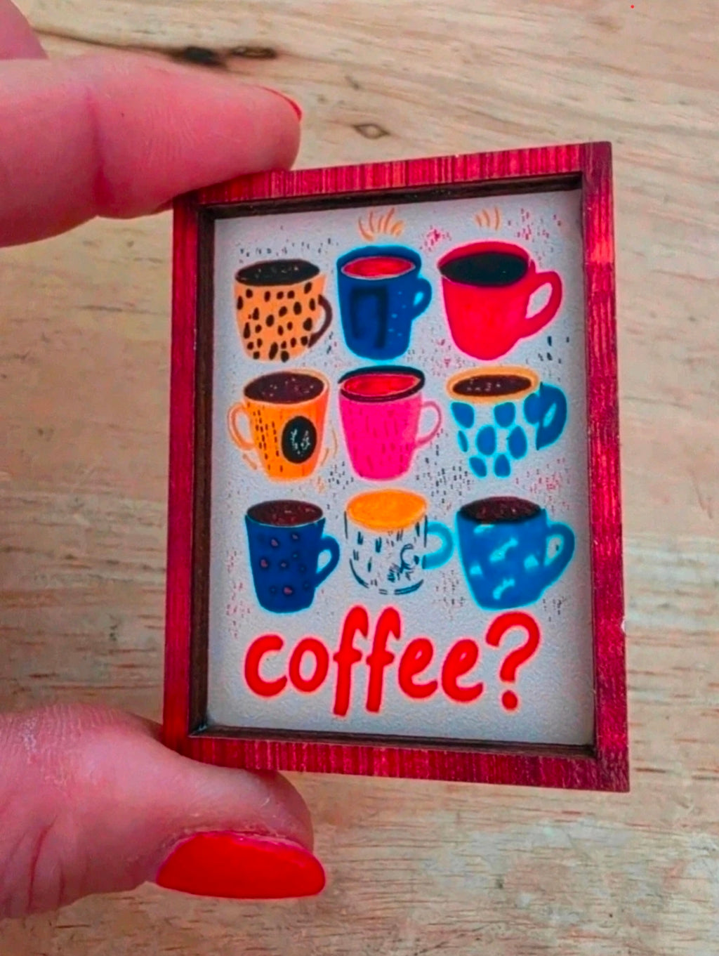 Cadre/ tableau Tasse de café pour maison de poupée échelle 1/12eme