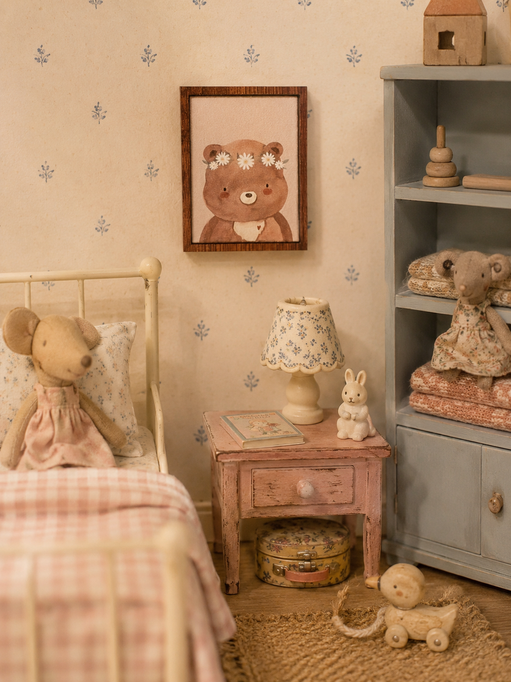 Tableau/cadre ourson pour maison de poupée échelle 1/12eme