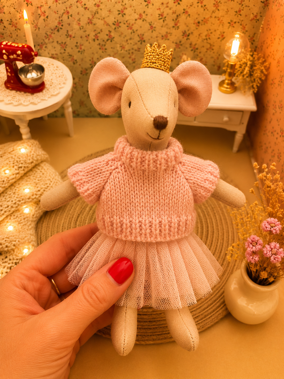 Pull rose tricoté