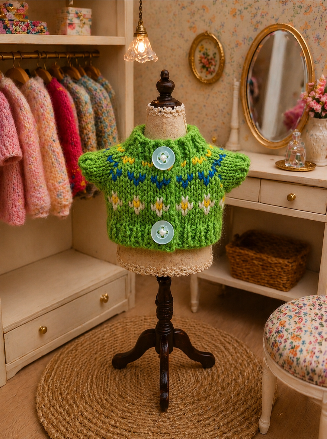 Pull tricoté à motifs et boutons