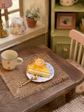 🍋 Part de tarte au citron miniature avec assiette et cuillère dorée pour maison de poupée