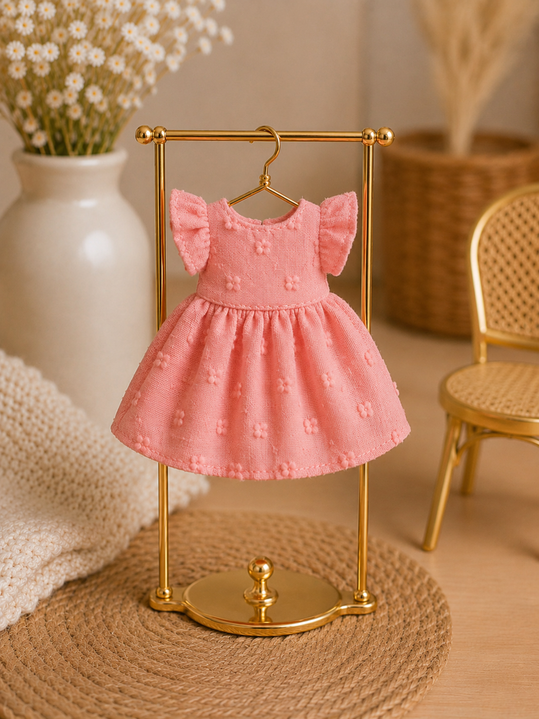 Robe rose plumetis