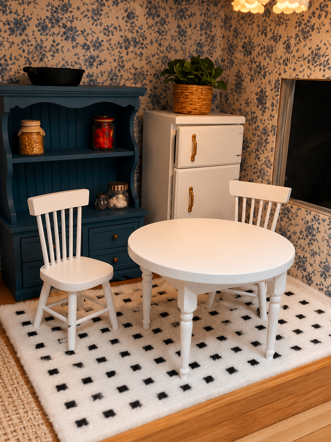 Table ronde miniature avec ses 2 chaises
