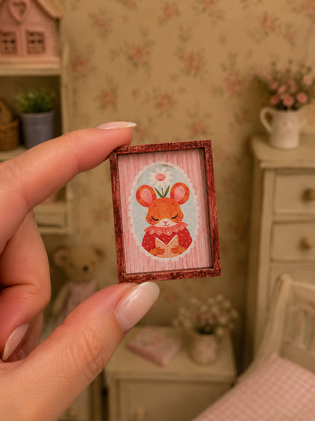 Cadre/tableau souris miniature pour maison de poupée