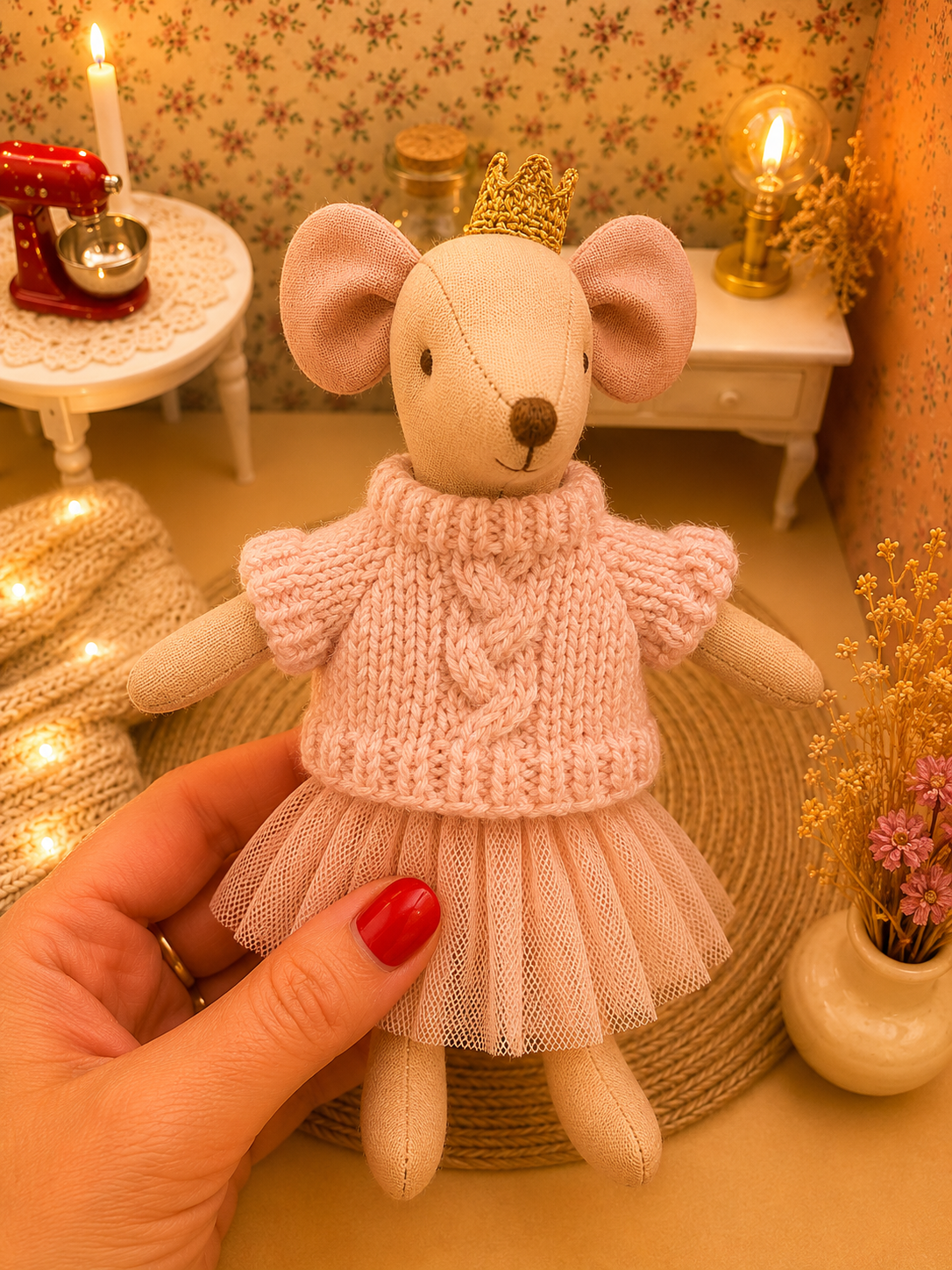 Pull rose tricoté torsadé