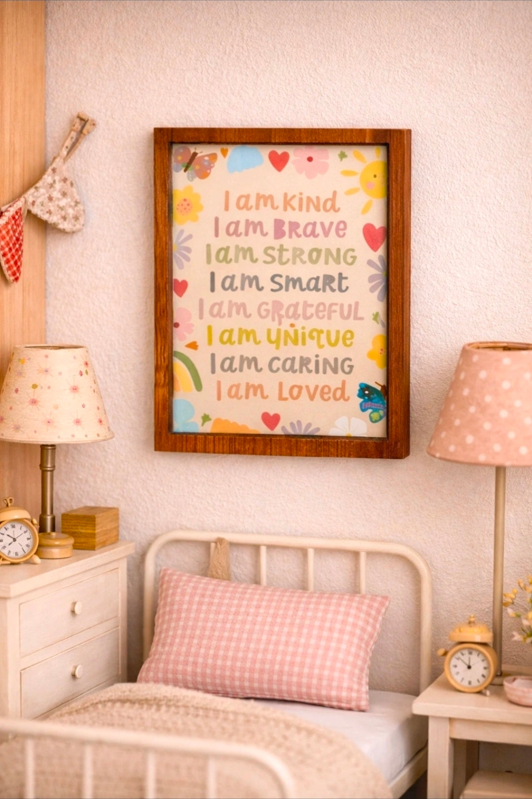 Tableau/cadre en bois D’affirmations positives pour maison de poupée echelle1/12ème