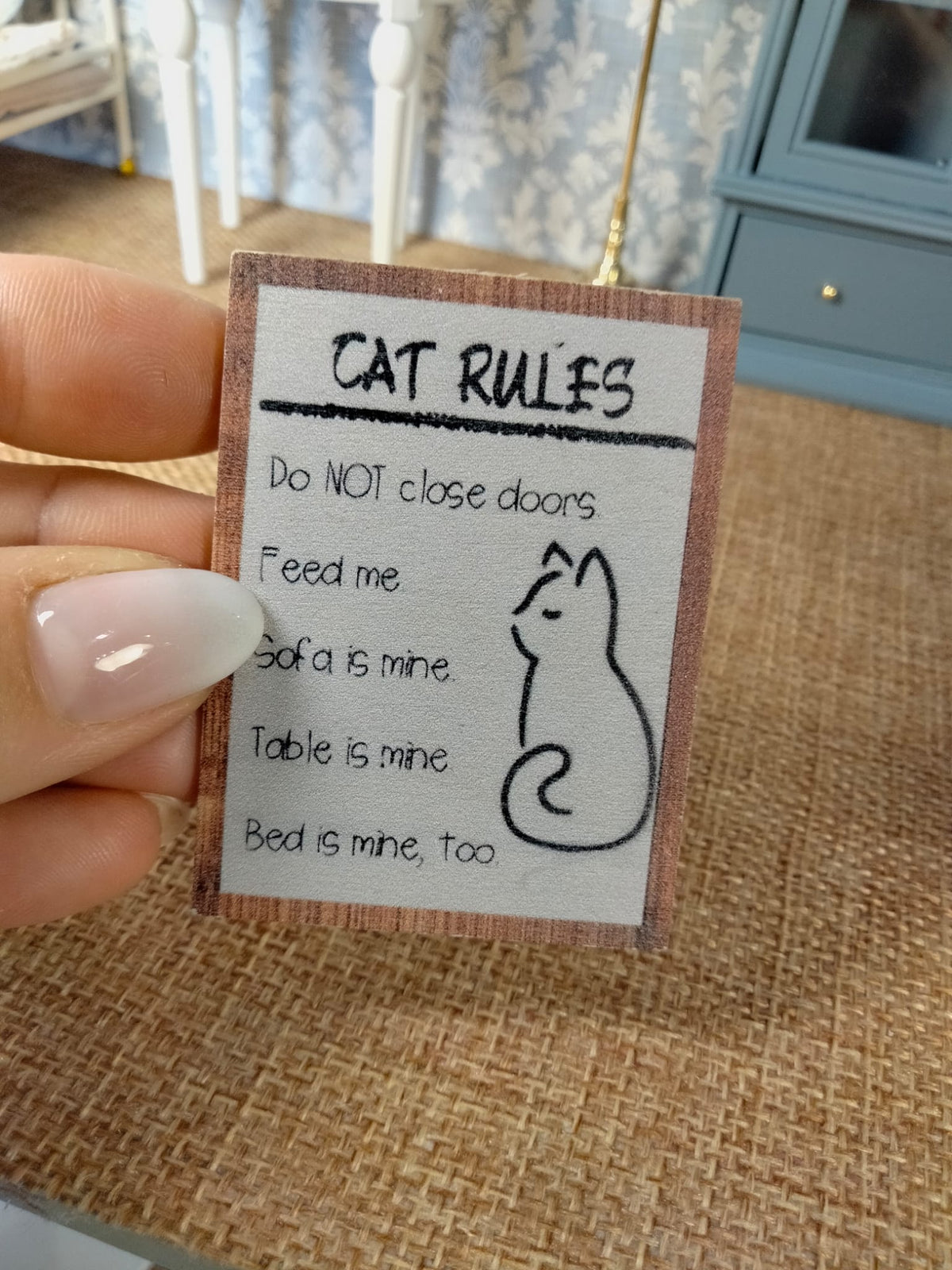 Cadre/tableau miniature pour maison de poupée Cat Rules