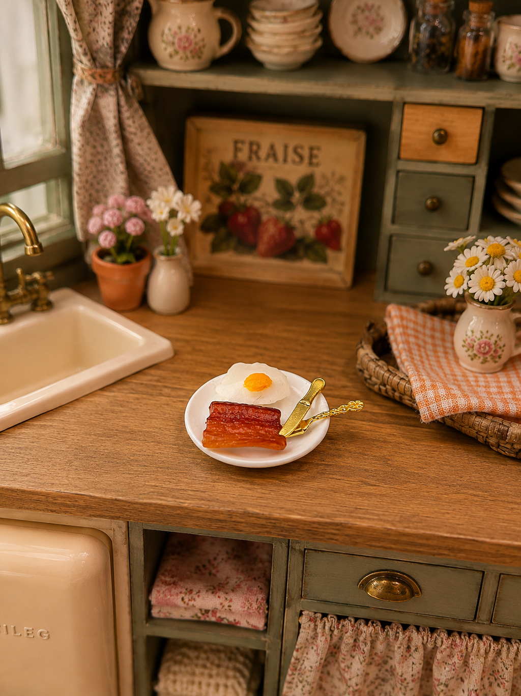 Assiette petit-déjeuner miniature – Œuf & bacon