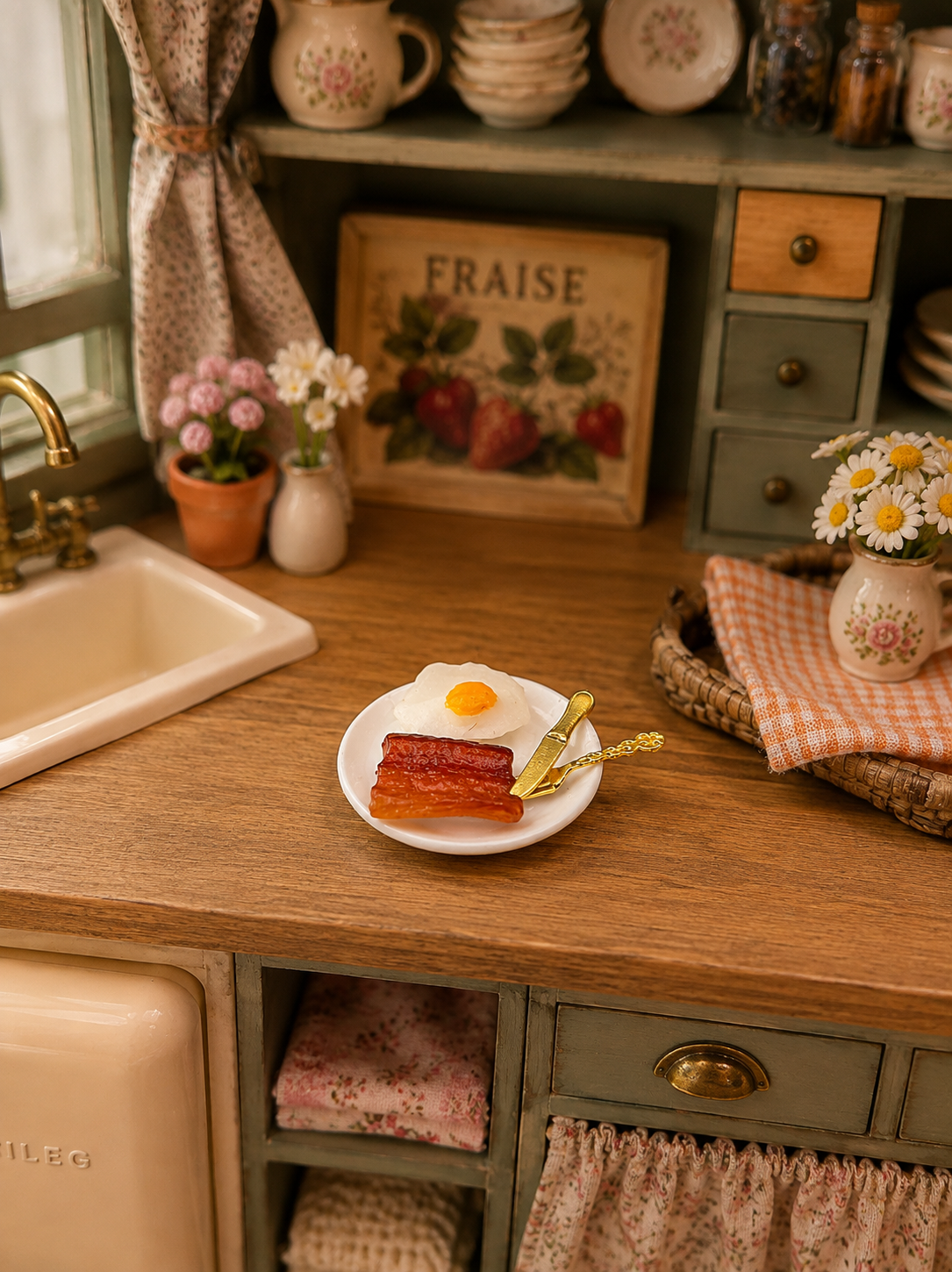 Assiette petit-déjeuner miniature – Œuf & bacon