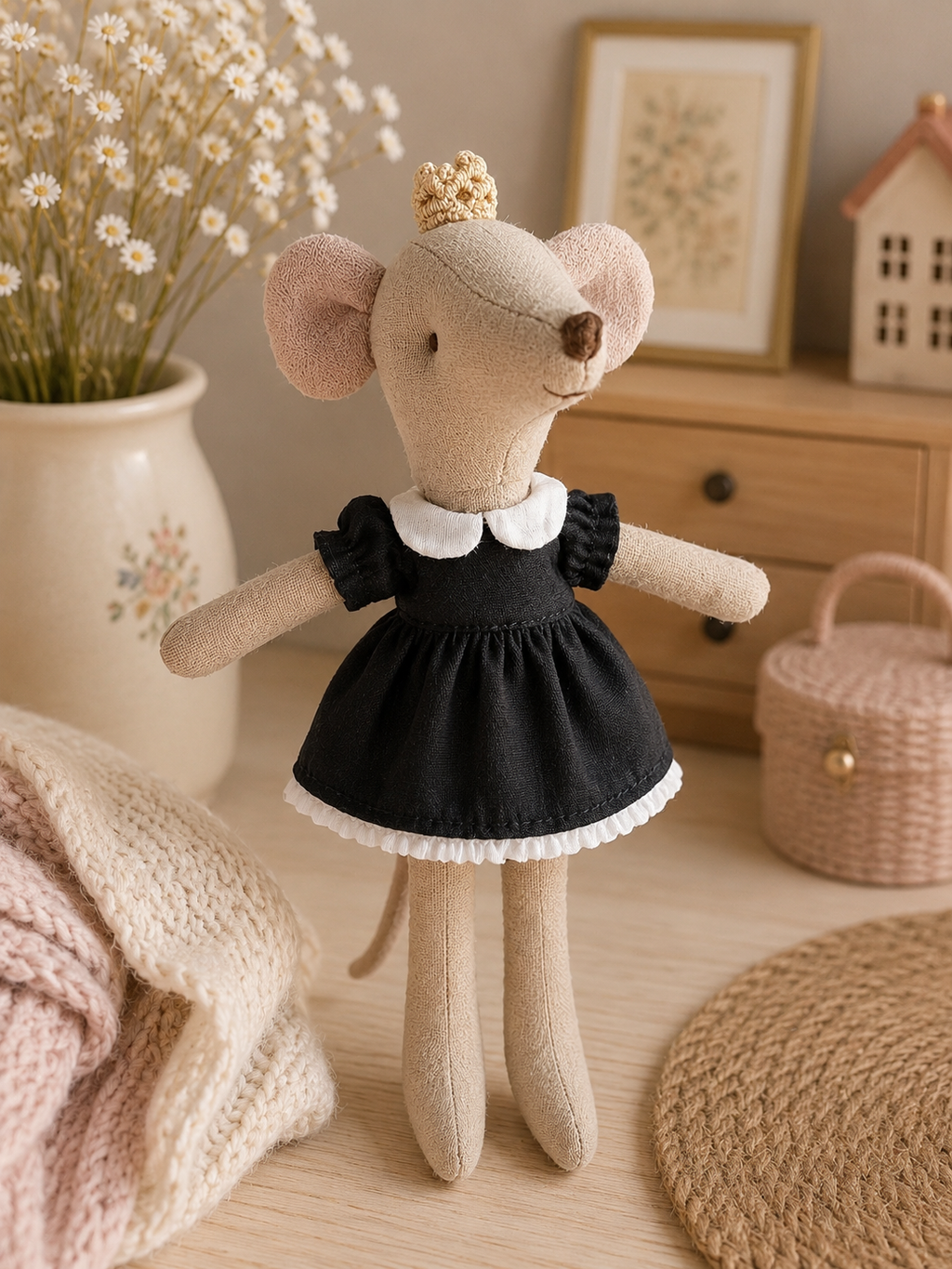 Robe noire col claudine
