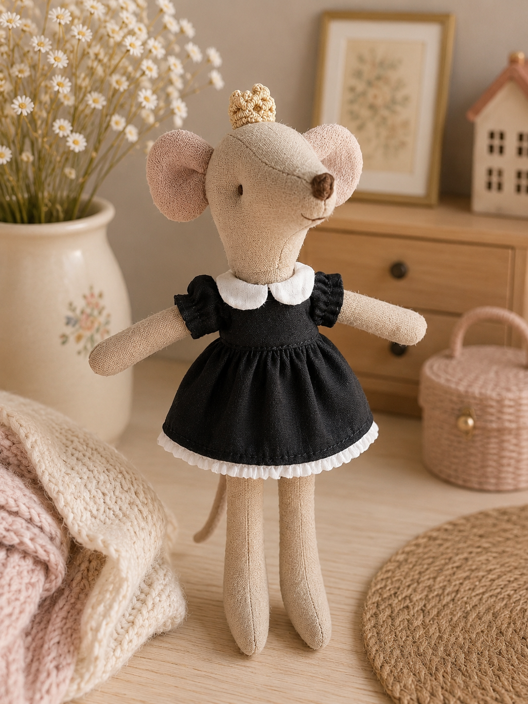 Robe noire col claudine