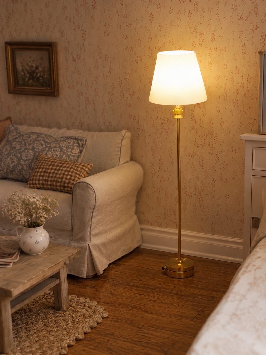 Lampe sur pied avec abat-jour