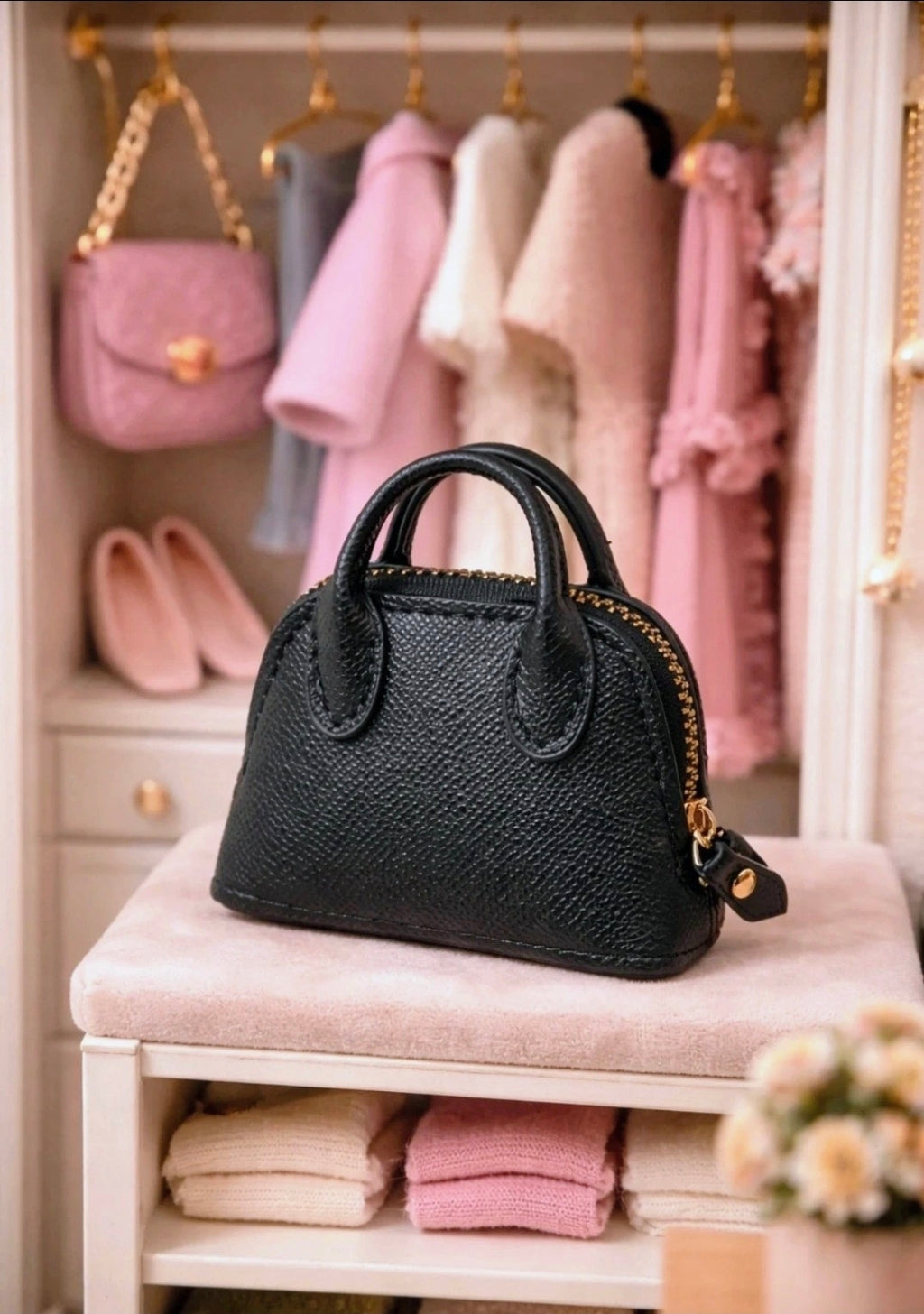 Sac à main noir en simili cuir