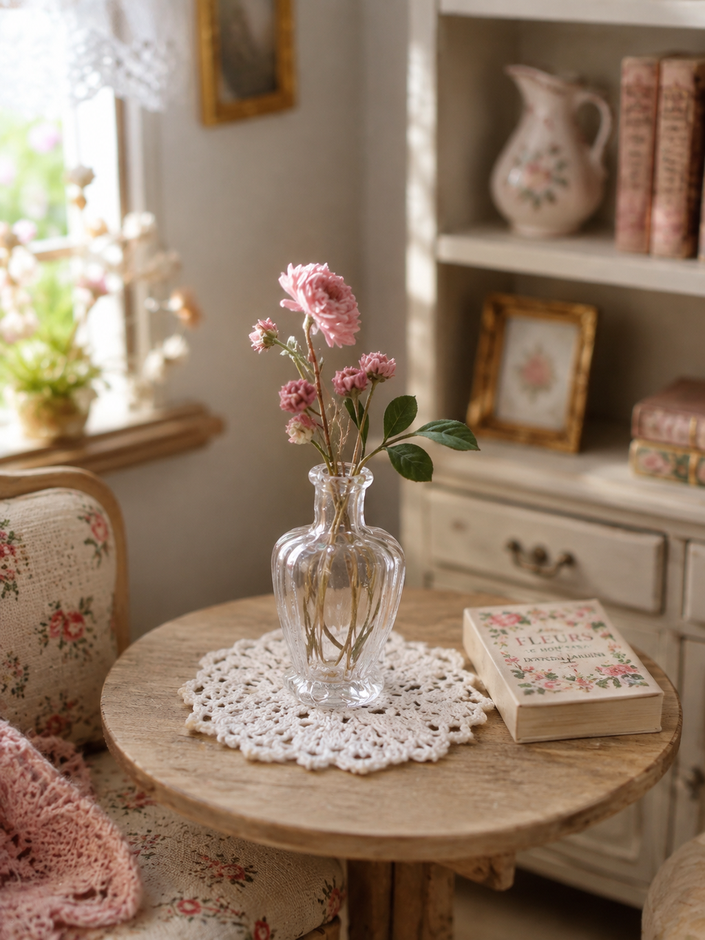 Vase en verre miniature pour maison de poupée