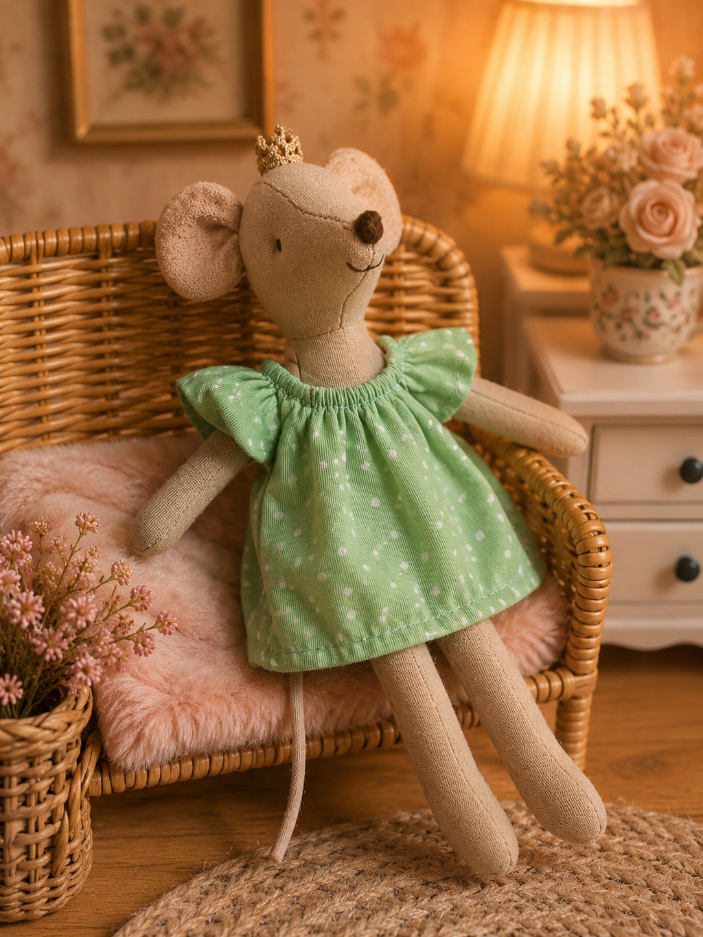 Robe verte à pois évasée