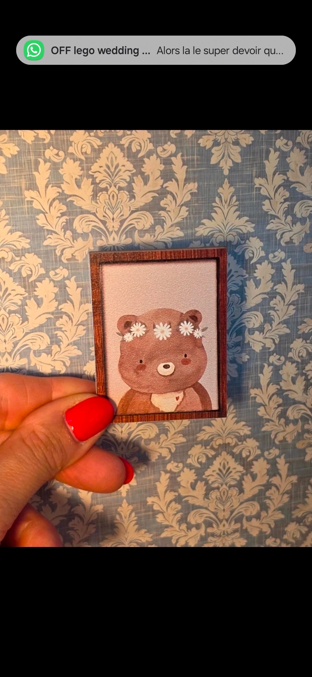 Tableau/cadre ourson pour maison de poupée échelle 1/12eme