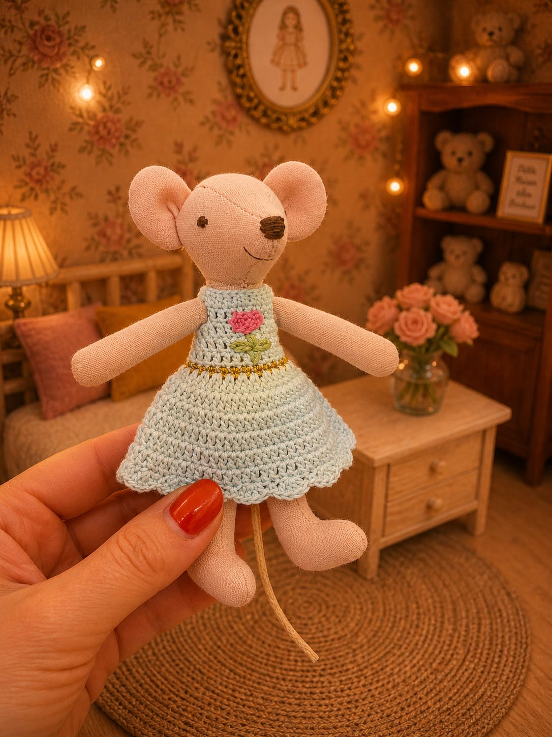 Souris en robe bleu ciel