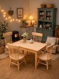 Ensemble table et 4 chaises miniatures en bois naturel, échelle 1/12