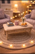 Table basse miniature en bois avec tiroir, échelle 1/12
