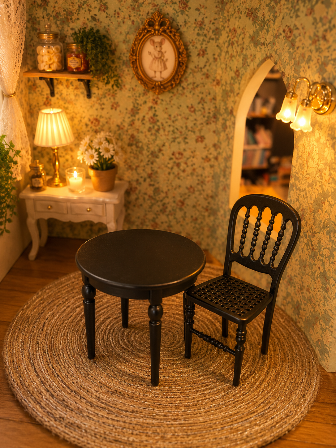 Chaise assortie miniature en métal noir