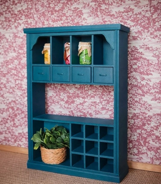 Étagères ouvertes du vaisselier miniature bleu